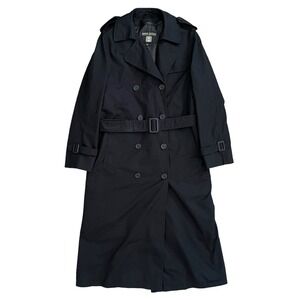 ANCHOR UNIFORM Long Trench Coat Womens L Tall Thinsulate Removable Lining Black